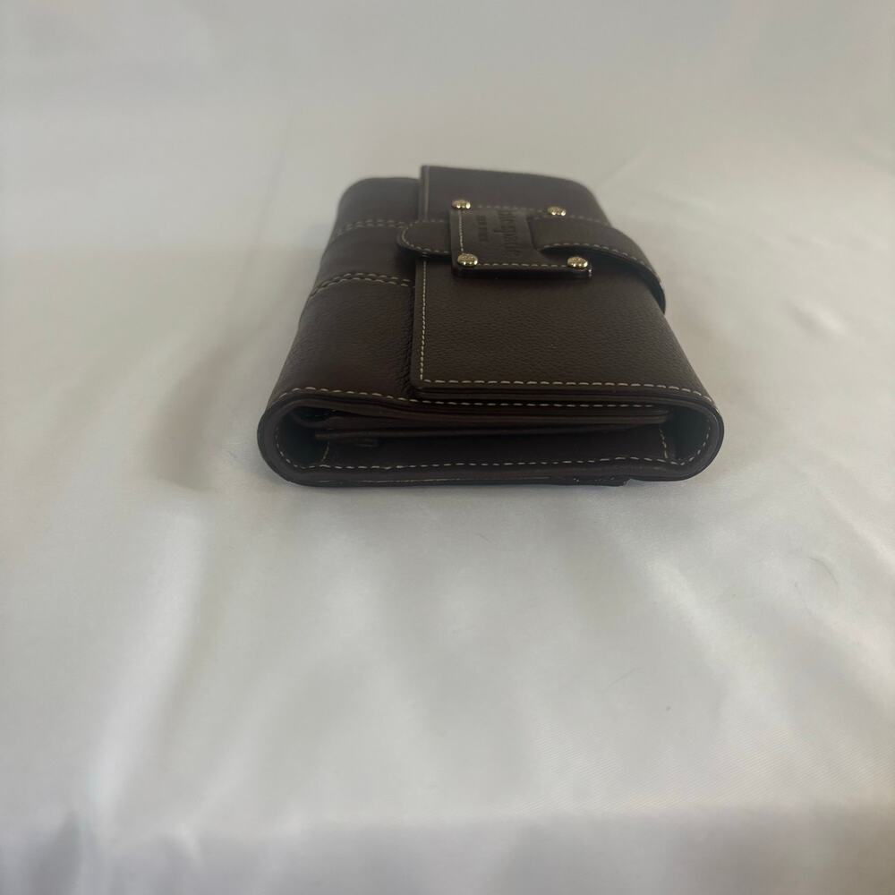 Kate Spade Brown Leather Checkbook Wallet ID Card Holder Coin Purse Folding - Picture 7 of 17